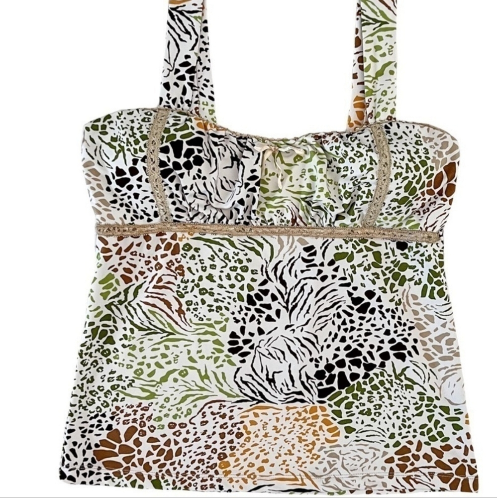 Y2K Animal Print Babydoll Milkmaid Tank Top